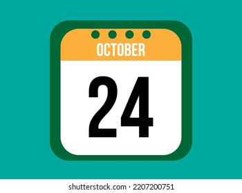 24 October orange calendar vector. October date with square on light background.
