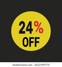 24% off coupon discount icon vector design background.