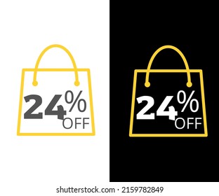 24% Off with discount gold black and white online shopping bag design 