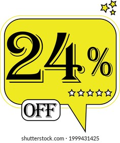 24% off Floating yellow balloon for promotional offers and discounts.