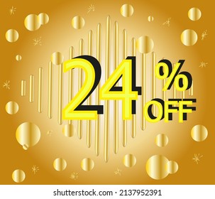 up to 24% off. Gold vector for price reduction and promotion	
