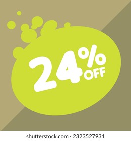 24% off per cent, percentage number in a colored circle, promotion, big sale, colorful background