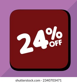 24% off per cent, percentage number in a colored circle, promotion, big sale, colorful background