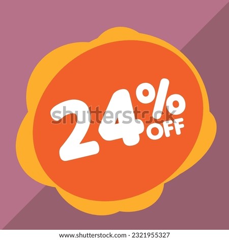 24% off per cent, percentage number in a colored circle, promotion, big sale, colorful background