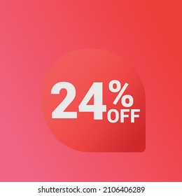 24% off Sale banner offer ad discount promotion vector banner. price discount offer. season sale promo sticker colorful background