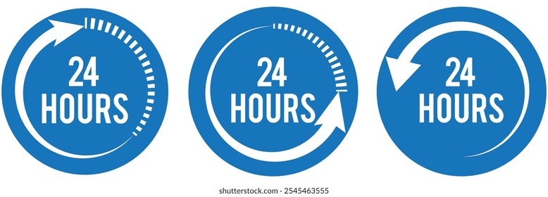 24 ours support a variety of symbols, icon, labels, support sign and call center concept collection