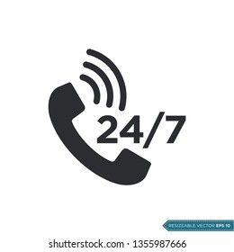 24 per 7 Call Center Assistance Icon Vector Template