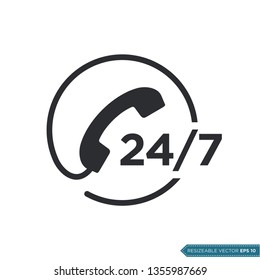 24 per 7 Call Center Assistance Icon Vector Template
