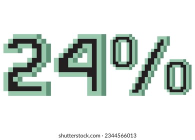 24 percent with pixel art 3d. Vector illustration