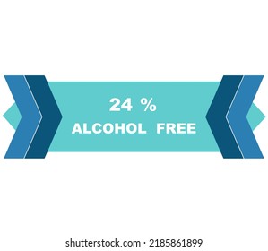 24% percentage alcohol free fantastic rectangle shape design element vector illustration for label promo sign isolated on white background with fantastic font and blue color 