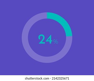24 Percentage diagrams on blue color background HD, pie chart for Your documents, reports, 24% circle percentage diagrams for infographics