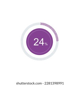 24% percentage infographic circle icons,24 percents pie chart infographic elements for Illustration, business, web design.