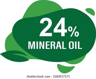 24 percentage mineral oil wonderfull rounded shape design element vector illustration for promo sign label on white background with fantastic font and white color