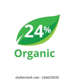 24% percentage organic product leaf shape vector art illustration with fantastic graphic