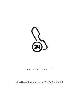 24 Phone Support Icon. Editable Stroke