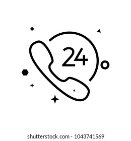 24 Phone Support symbol Vector Object Picture Image Graphic Glyph Outline Icon