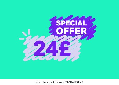 24 Pound OFF Sale Discount banner shape template. Super Sale 24 Special offer badge end of the season sale coupon bubble icon. Modern concept design. Discount offer price tag vector illustration.