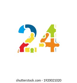 24 Puzzle number illustration. Vector Eps10