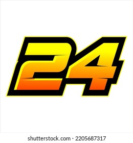 24 RACING NUMBER ORANGE YELLOW GRADIENT