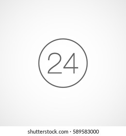 24 Round Emblem Line Icon On White Background