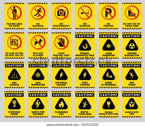 24 Safety Sign Danger Sign Vector Stock Vector (Royalty Free) 763451050