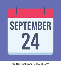 24 September Calendar. Blue Background. Vector Calendar.
