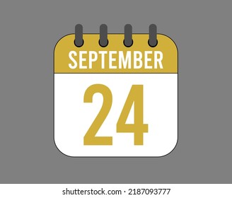 24 September calendar icon. September calendar banner. Date of the month for events.