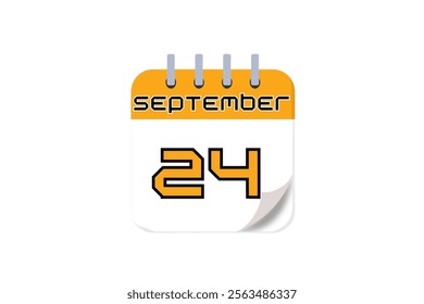 24 September month single day vector, illustration, calendar with yellow, black and white color background calendar September 24