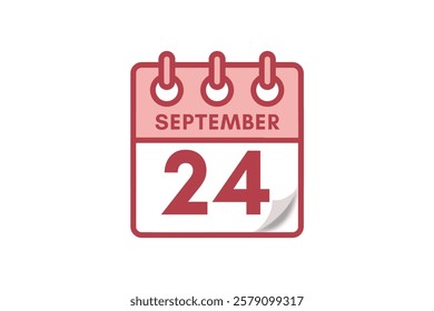 24 September month single day vector, illustration, calendar with maroon, rose and white color background calendar September 24