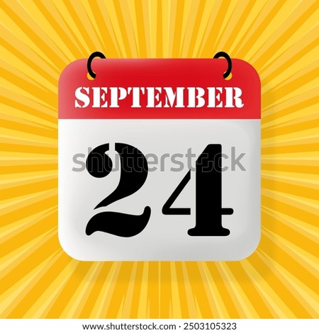 24 September. Speech bubble with calendar 2024, 2025. Year, month, day, week, time management. Planning concept. 3d illustration. Pop art style. Vector line icon for Business and Advertising
