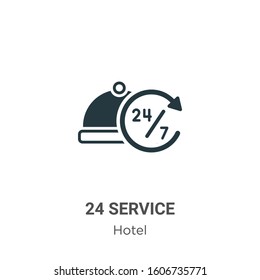 24 service glyph icon vector on white background. Flat vector 24 service icon symbol sign from modern hotel collection for mobile concept and web apps design.