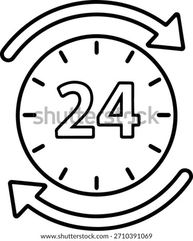 24 Service Icon Continuous Support Clock Symbol