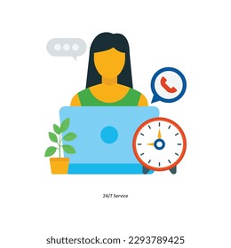 24 Service Vector Flat Icons. Simple stock illustration stock