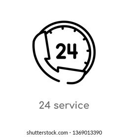 24 service vector line icon. Simple element illustration. 24 service outline icon from hotel concept. Can be used for web and mobile