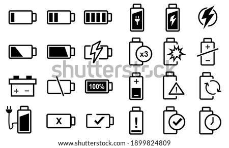 24 Set of Battery icon vector, collection of symbol battery illustration