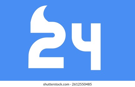 24 Shark Logo Number Simple Modern Blue