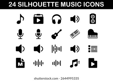 24 Silhouette Music Icons Set