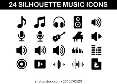 24 Silhouette Music Icons Set