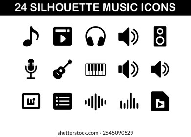 24 Silhouette Music Icons Set