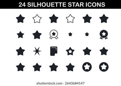 24 Silhouette Star Icons Set
