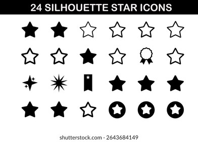 24 Silhouette Star Icons Set