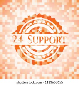  24 Support abstract orange mosaic emblem