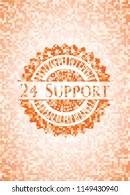 24 Support abstract orange mosaic emblem