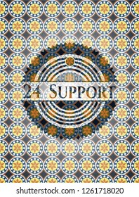 24 Support arabic style badge. Arabesque decoration.