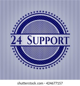 24 Insignia de soporte con fondo de denim