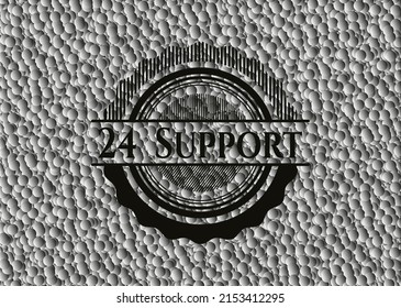 24 Support black emblem with bubbles background. Vector Illustration. Detailed. 