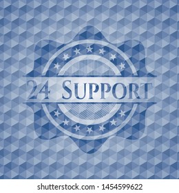 24 Support blue emblem with geometric pattern. Vector Illustration. Detailed.