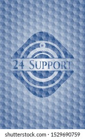 24 Support blue emblem with geometric background. Vector Illustration. Detailed.