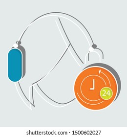 24 support concept on white background. Flat vector illustration for web page.