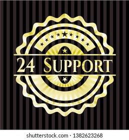 24 Support gold shiny emblem. Vector Illustration. Detailed.